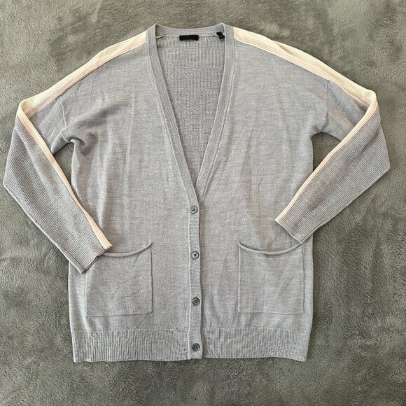 ATM Anthony Thomas Melillo Gray 100% Wool Long Sweater Cardigan Button SMALL - Picture 1 of 6